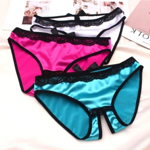 Mujeres Lencería/Ropa interior/Calzoncillos/Calzoncillos Tanga Sin Entrepierna de Seda Satén EE. UU. - Imagen 1 de 19