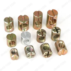 1/4" M4 M5 M6 M8 M10 Furniture Barrel Nuts Dowel Furniture Cot Embedded Nut - Picture 1 of 26