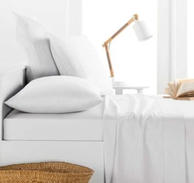 PHOENIX FACTOR White Color Fitted Flat Valance Sheets Polycotton Pillow Cases All Sizes