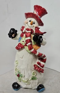 Home Interiors Patches der Schneemann Deko Weihnachten 9" Figur mit Kardinal - Bild 1 von 8