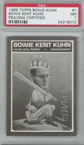 Bowie Kuhn 1969 Topps #1 RC Rookie Signed Auto HOF PSA DNA