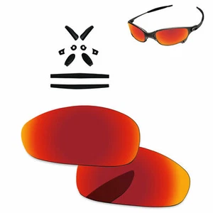 Black Rubber Kit + Fire Red Polarized Replacement Lenses For-Oakley Juliet - Picture 1 of 4