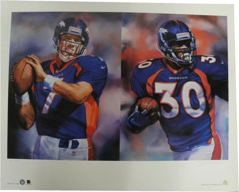 John Elway Terrell Davis 21x27 Unsigned Lithograph Poster Print Denver Broncos Cover