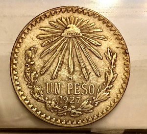 Mexico 1927 Silver Peso Key Date Low Mintage XF/AU Details KM#455