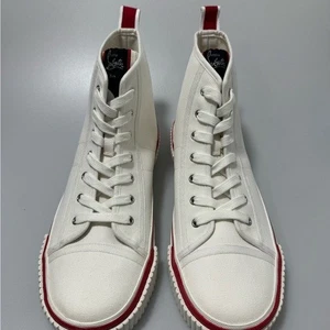 Christian Louboutin Pedro Canvas High-Top Sneakers White Red Men’s EU 45/US 12 - Picture 1 of 9