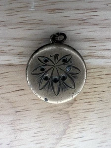 Vintage Atrice RBM Victorian Picture Locket Flower Etched Bronze Gold 1880's - Picture 1 of 7