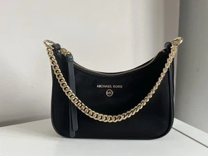Michael Kors Jet Set Charm Small Nylon Gabardine Chain Pouchette Black - Picture 1 of 11
