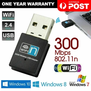 USB Wireless & Wifi Adapter Dongle Network LAN Card 802.11N 300Mbps Windows 10 - Picture 1 of 8