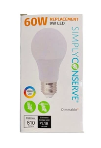 SIMPLY CONSERVE 9W LED Light Bulb | Dimmable, 810 Lumens, Warm White - Picture 1 of 4