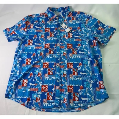 NWT Original Penguin Mens XL Hawaiian Aloha Floral Stretch Button Up Shirt $85 - Image 1 of 4