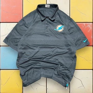 Miami Dolphins Nike NFL Polo Shirt Men L Gray On Field DriFIT Performance Coach - Picture 1 of 13