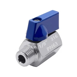 1/8 Mini Ball Valve Stainless Steel Female x Male NPT Thread Shut Off ValvePack - Picture 1 of 5