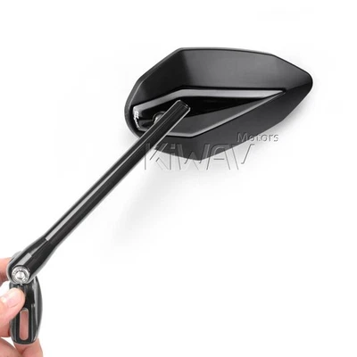 Black Venom fairing mirrors mat black adapter ABS aluminum fits Suzuki GSX-R GSF - Imagem 1 de 4