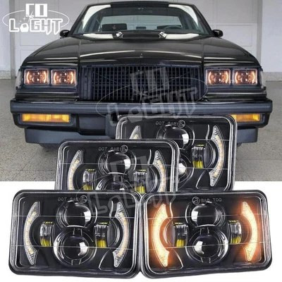 4PCS 4x6" inch LED Headlights DRL Hi/Lo For 1982-1987 Buick Regal Grand National - Image 1 of 4