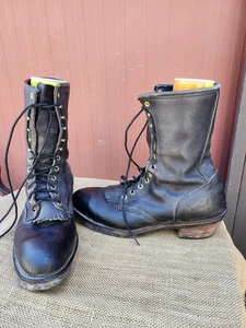 DD Tuff Leder Packer Schnürstiefel Arbeitsstiefel Herren Größe 13 D SCHWARZ - Bild 1 von 14