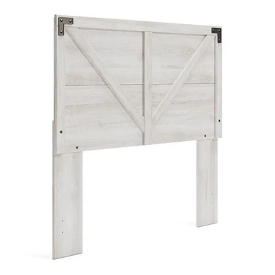 Modern Farmhouse Full Size Headboard White Charcoal Gray Crossbuck Design - Image 1 of 4