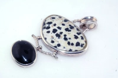 Colgante Whitney Kelly WK 925 Plata Esterlina Leopardo Ágata Negro Ónix Cabina Gota Foto 1 de 4