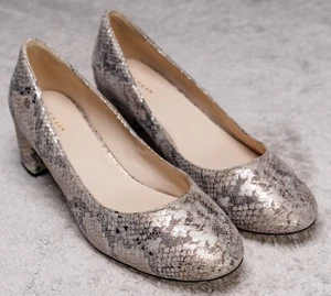 Cole Haan Metallic Snakeprint Round Toe Block Heels Pumps Womens Size 9 NEW - Picture 1 of 17