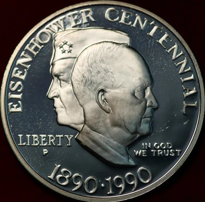 Uncirculated Proof 1990 Eisenhower Comm Silver Dollar - Image 1 of 2