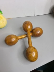 Vintage Set of 2 Wooden Antique Dumbbells Weights Workout Exercise 1/2 Pound - Picture 1 of 6