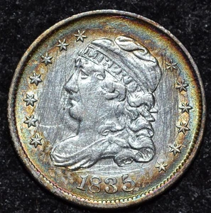 1835 Bust Half Dime Large Date, Large 5c. AU and an 1830 half dime - Picture 1 of 4