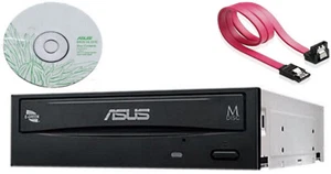 Asus Black Sata 24X Internal Burner Drive CD DVD RW Writer + PC Software Cable - Picture 1 of 3