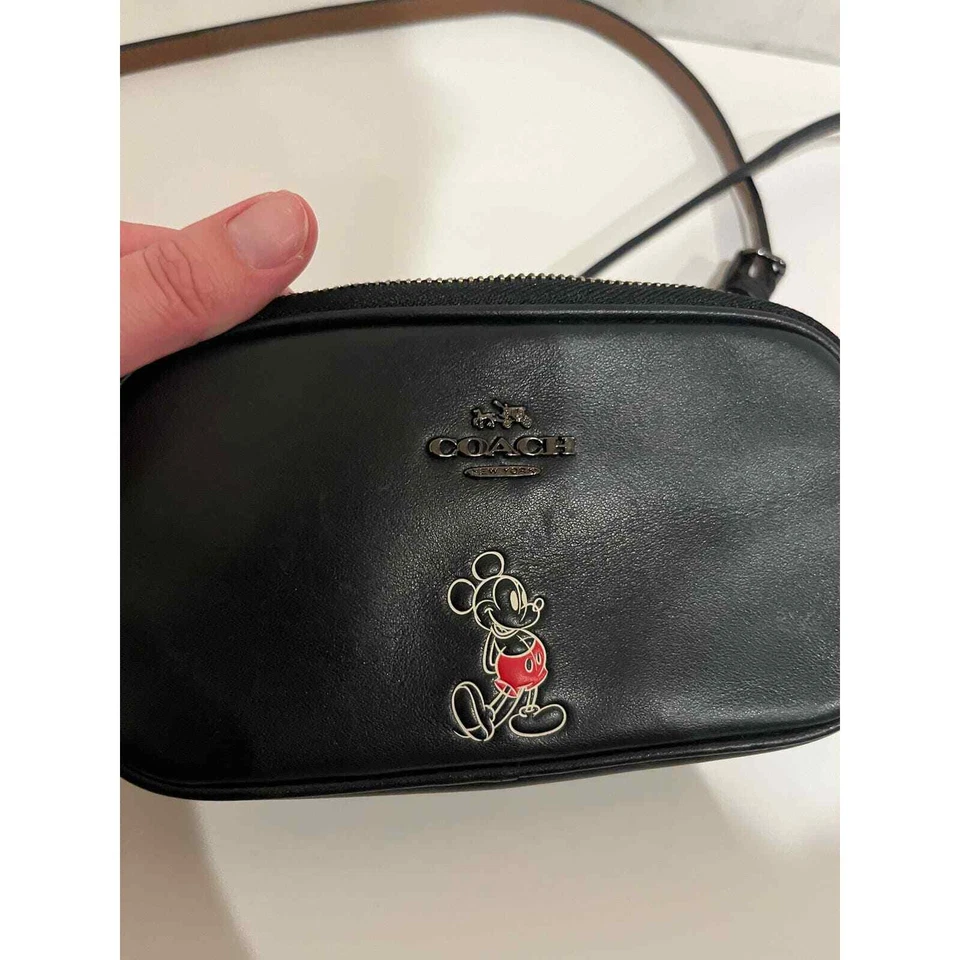 Disney x Coach Leather Mickey Mouse Crossbody- black  - Image 1 of 4