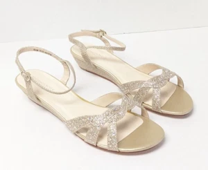 Touch Ups Lena Wedge Sandals, Champagne, Women's 9.5 - Picture 1 of 5