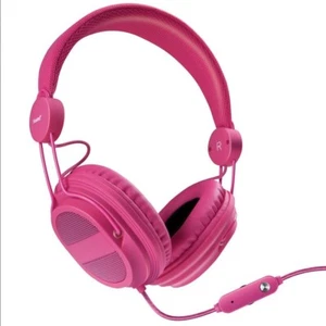 Auriculares aptos para niños control de volumen sobre la oreja 85dB micrófono en línea conector de 3,5 mm rosa - Imagen 1 de 4