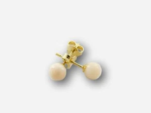 Ohrringe aus rosa Koralle in Gold 18k 750 Natur Edelstein Handwerker Schmuck Perlen - Bild 1 von 2
