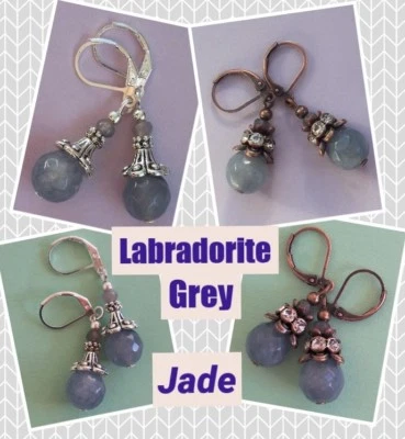 LABRADORITE GREY JADE drop earrings handcrafted CHOOSE XX - Image 1 of 4