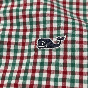 Boys Vineyard Vines Button Down L/S Whale Shirt ๐ณ Red & Green Sz M 12-14 - Picture 1 of 9