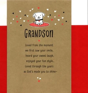 Happy Valentine's Day Special Grandson Puppy Dog Dayspring Greeting Card - Picture 1 of 3