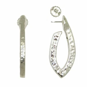 Simon Sebbag Sterling Silver 925 Abstract Hammered Oval Hoop Earring E2387 - Picture 1 of 6
