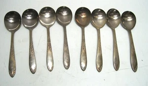 Set of 8 -National Silver Co King Edward Round Gumbo Soup Spoons Silverplate - Picture 1 of 3