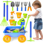 Pull along Kids Wheelbarrow Gardening Tools Play Set Outdoor Planting Toys Gift