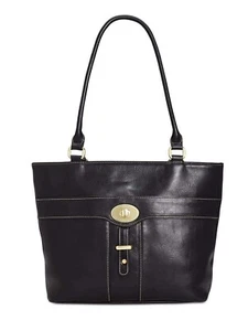 NWT Giani Bernini Turn-Lock Glazed Tote, Black - Picture 1 of 5