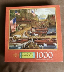 Charles Wysocki Wooden You Like a Ride 1000 pc Puzzle MB #4679-17 1997 Used Good - Picture 1 of 3