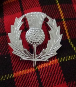 Scottish Glengarry Cap Badges Thistle Emblem Chrome Finish/Army Cap Badge 2" - Picture 1 of 2