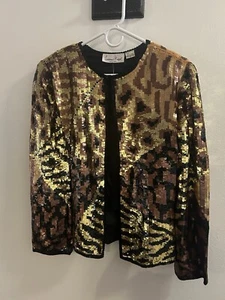 Laurence Kazar Sequin Animal Print Jacket Size M 80s Deadstock - Picture 1 of 5