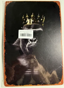 Letrero de hojalata de metal Gorilla King-8x12 - Imagen 1 de 3