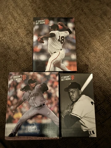 giants bobble heads. Pablo Sandoval. Willie Mays. Dereck Rodriguez Cover