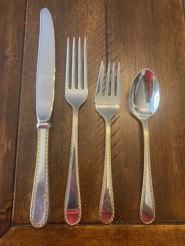 CLEAN 4 PC PLACE SETTING S KIRK & SON STERLING GOLDEN WINSLOW GOLD SONS Cover