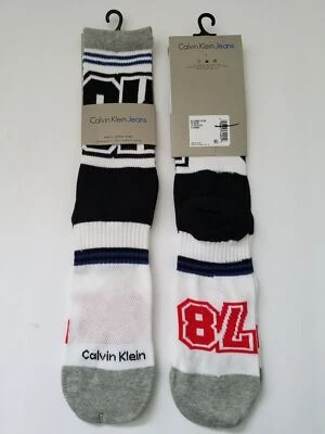 Calvin Klein 2 Pair Men's  Combed Cotton Crew Socks  Gray / White / Black  7-12 - Image 1 of 4