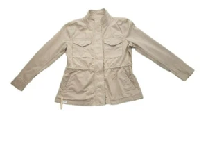 Style and Co Utility Jacket Womens size PP Light beige Full Zip Up J207 - Picture 1 of 5