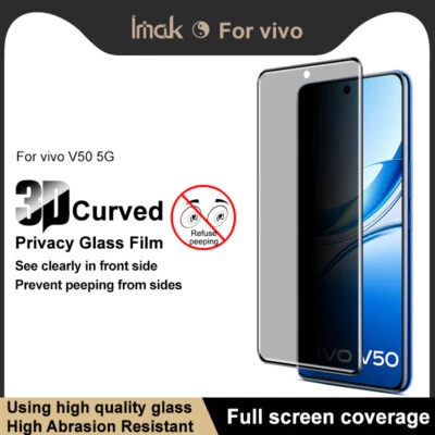 Imak Para ViVO V50 5G, 3D Privacidad Anti-Espía Vidrio Templado Película Protector de Pantalla Foto 1 de 4
