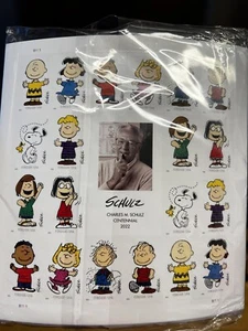 2022 SHEET/20 FIRST CLASS FOREVER STAMPS SCHULZ PEANUTS - Picture 1 of 2