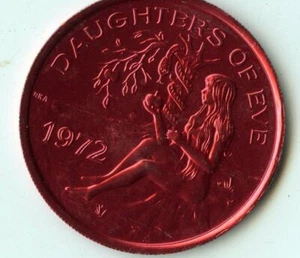 Mardi Gras Doubloon Krewe of Daughters of Eve 1978 Aluminum Red - Picture 1 of 2