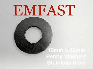 M10 x 25 mm Edelstahl Unterlegscheibe Penny Schutzblech Reparatur große Unterlegscheiben 25 10 - Bild 1 von 1