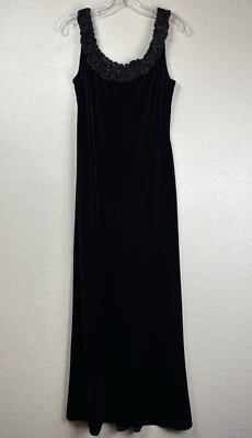 Vestido Cachet Terciopelo Elástico Embellecido Roseta Cinta Escote 10 Azul 1173 Foto 1 de 4